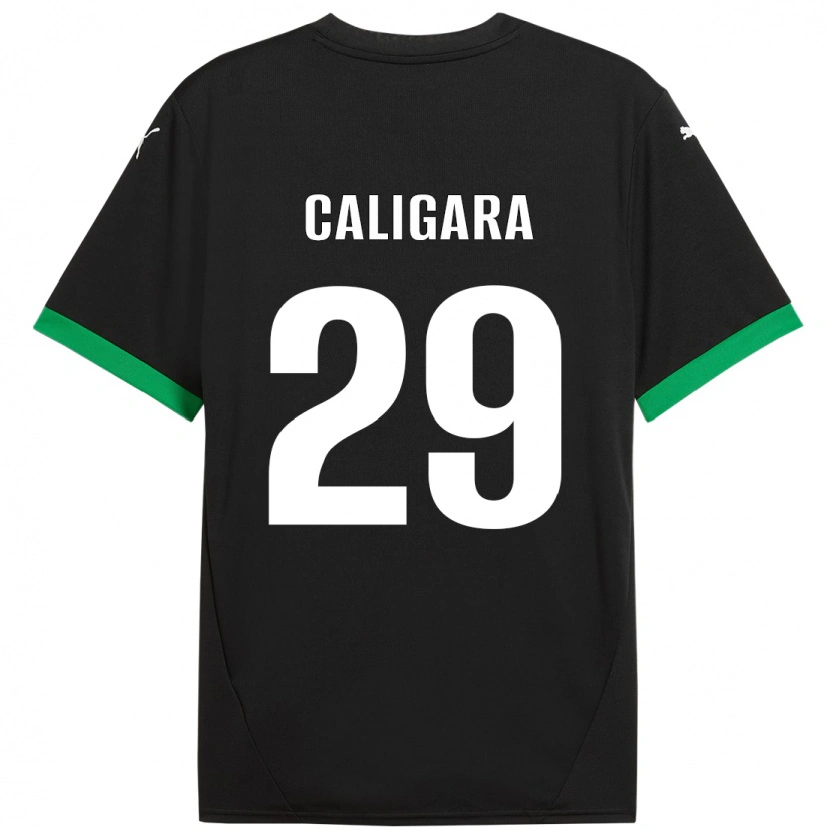 Danxen Bambino Maglia Fabrizio Caligara #29 Nero Verde Scuro Kit Gara Home 2024/25 Maglietta