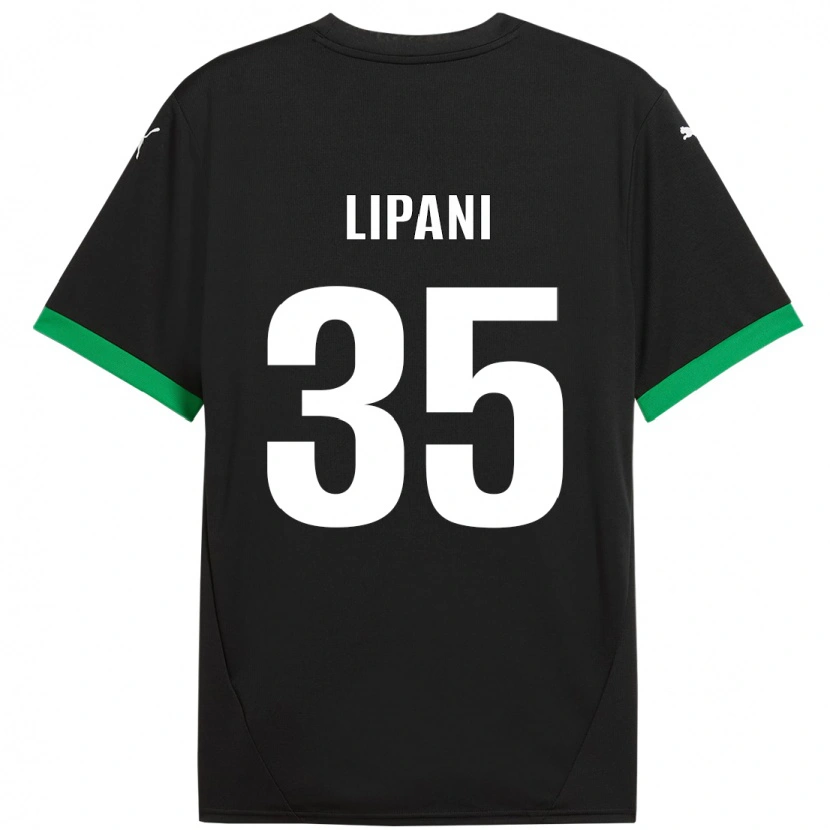 Danxen Bambino Maglia Luca Lipani #35 Nero Verde Scuro Kit Gara Home 2024/25 Maglietta