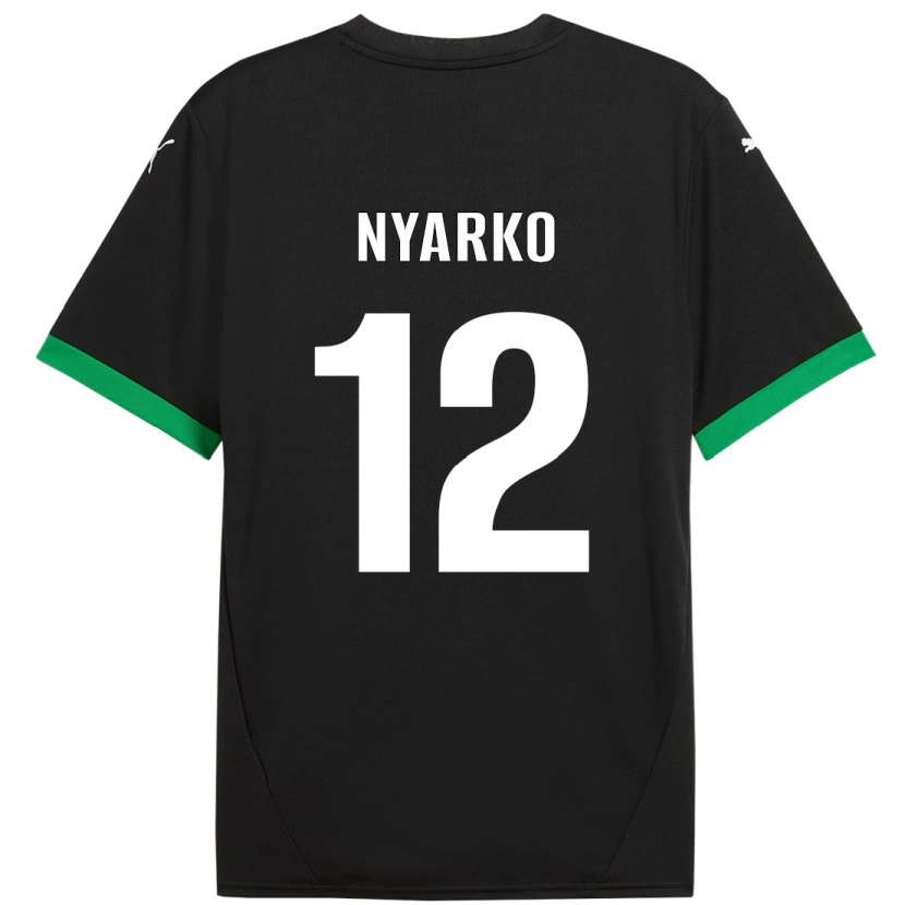 Danxen Bambino Maglia Lorenzo Nyarko #12 Nero Verde Scuro Kit Gara Home 2024/25 Maglietta