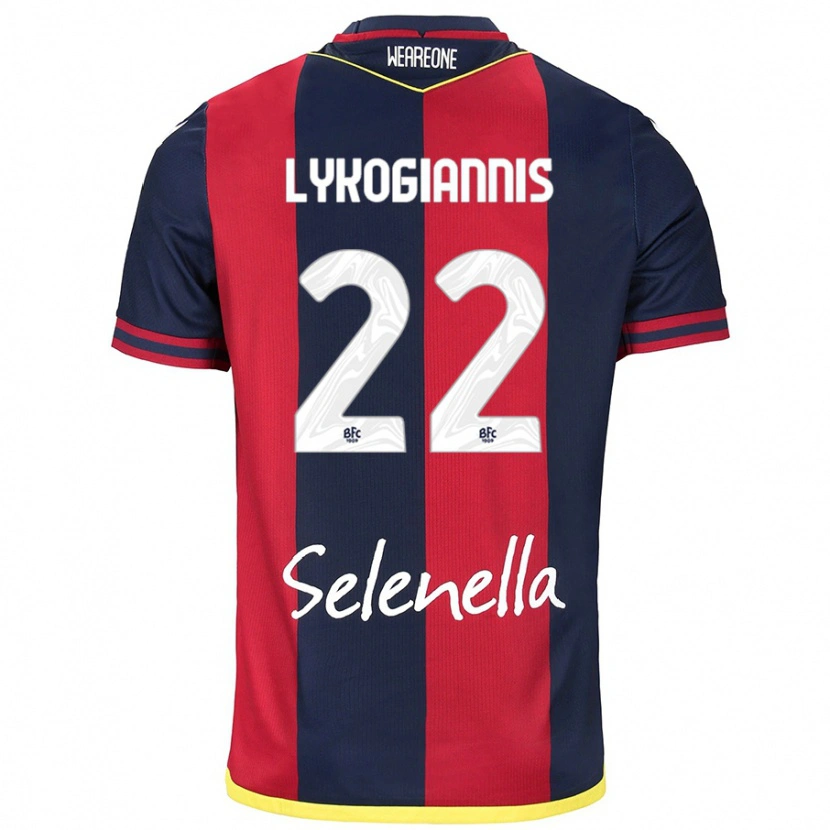 Danxen Bambino Maglia Charalampos Lykogiannis #22 Rosso Blu Reale Kit Gara Home 2024/25 Maglietta