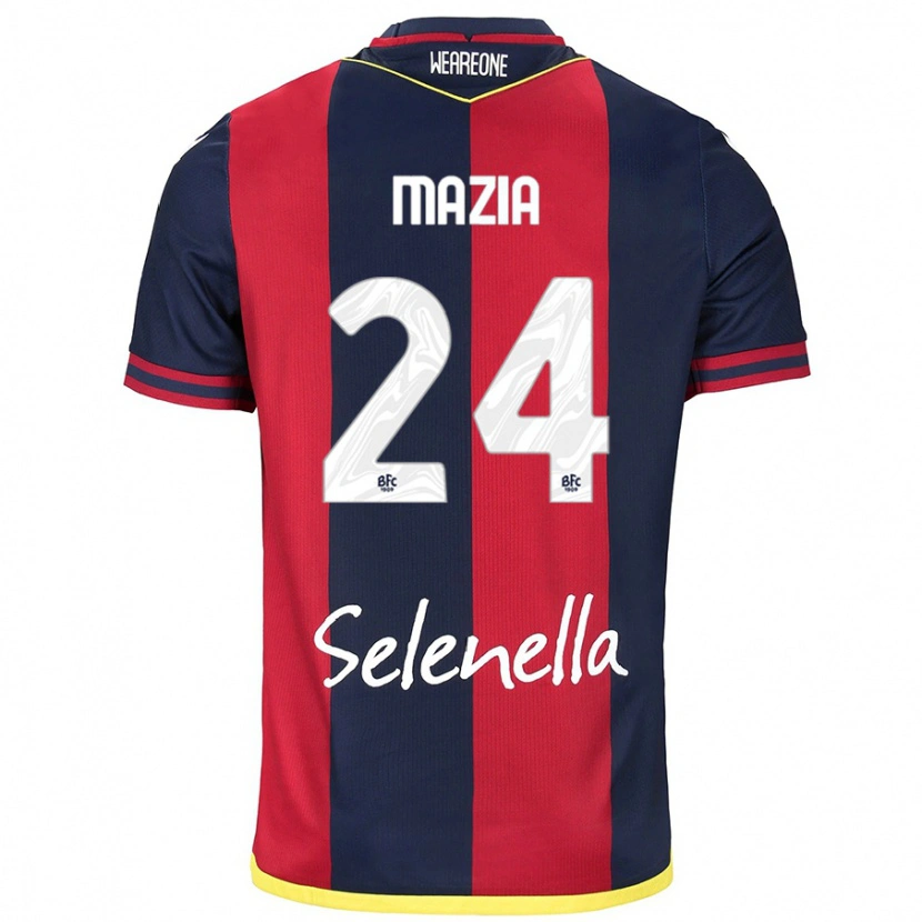 Danxen Bambino Maglia Andrea Mazia #24 Rosso Blu Reale Kit Gara Home 2024/25 Maglietta