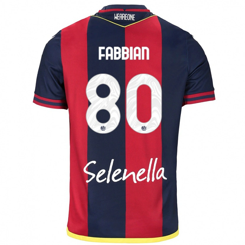 Danxen Bambino Maglia Giovanni Fabbian #80 Rosso Blu Reale Kit Gara Home 2024/25 Maglietta