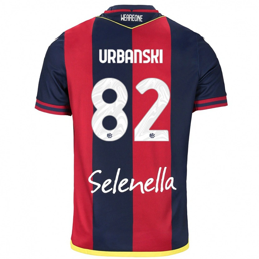 Danxen Bambino Maglia Kacper Urbanski #82 Rosso Blu Reale Kit Gara Home 2024/25 Maglietta