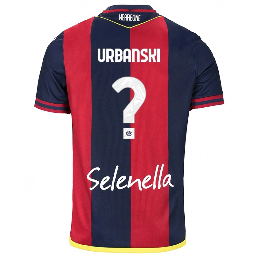 Danxen Bambino Maglia Dominik Urbanski #0 Rosso Blu Reale Kit Gara Home 2024/25 Maglietta
