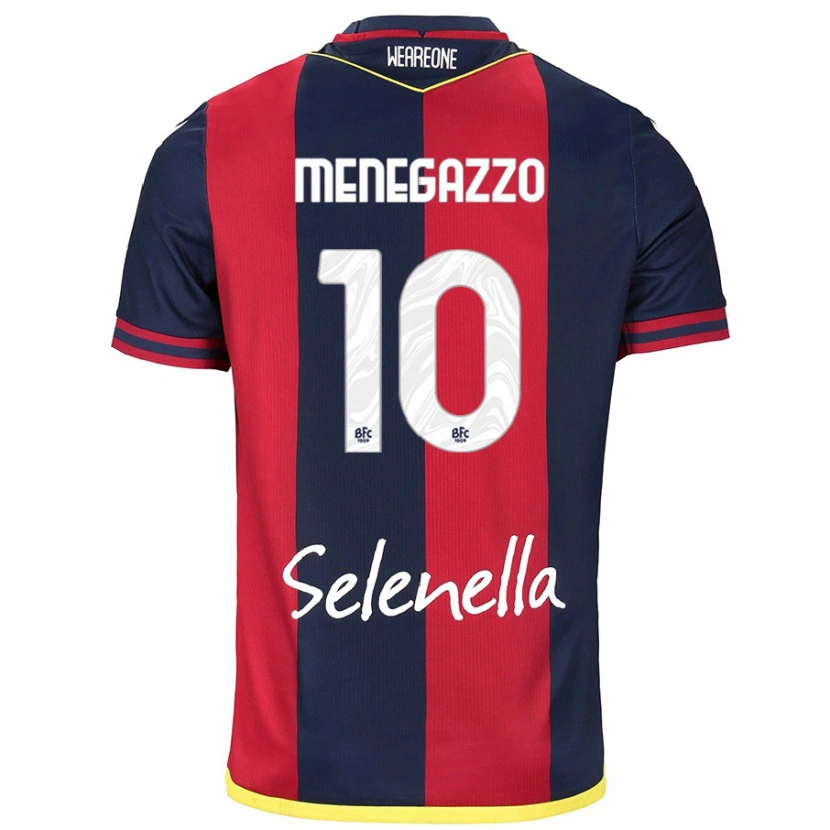 Danxen Bambino Maglia Lorenzo Menegazzo #10 Rosso Blu Reale Kit Gara Home 2024/25 Maglietta
