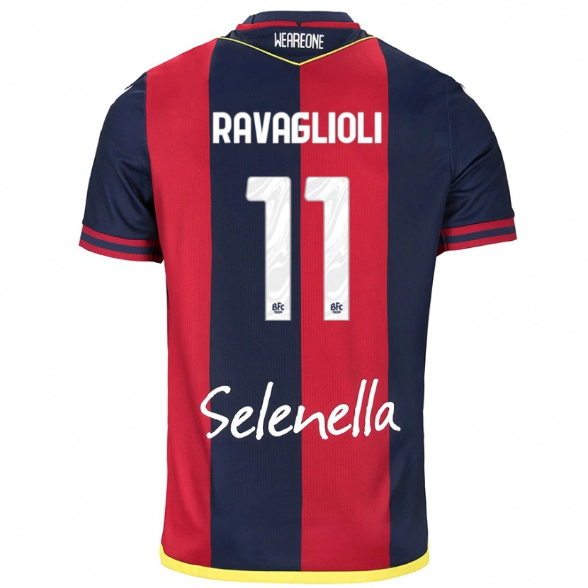 Danxen Bambino Maglia Tommaso Ravaglioli #11 Rosso Blu Reale Kit Gara Home 2024/25 Maglietta