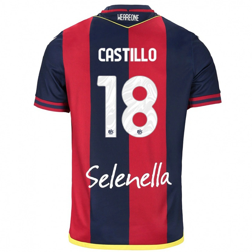Danxen Bambino Maglia Tomas Castillo #18 Rosso Blu Reale Kit Gara Home 2024/25 Maglietta