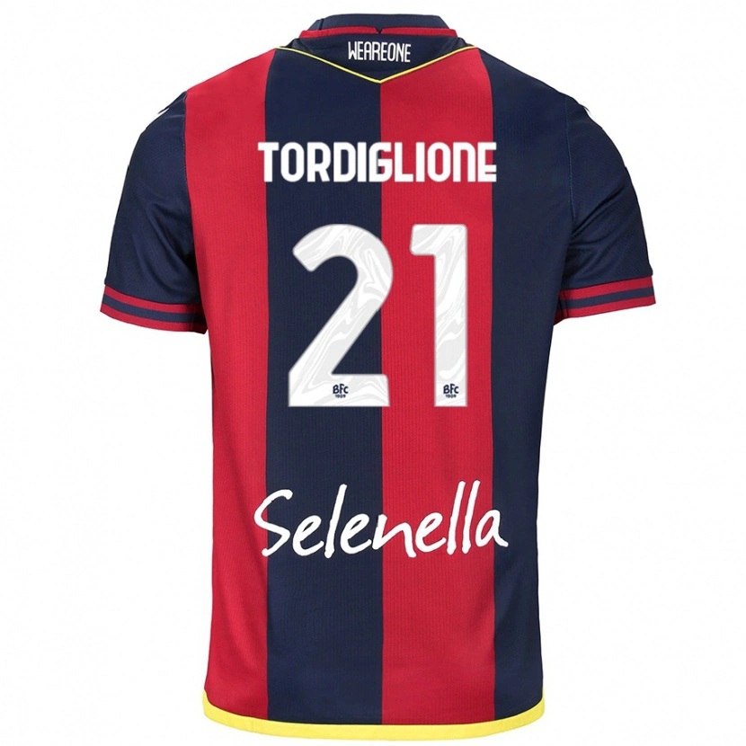 Danxen Bambino Maglia Nicolò Tordiglione #21 Rosso Blu Reale Kit Gara Home 2024/25 Maglietta