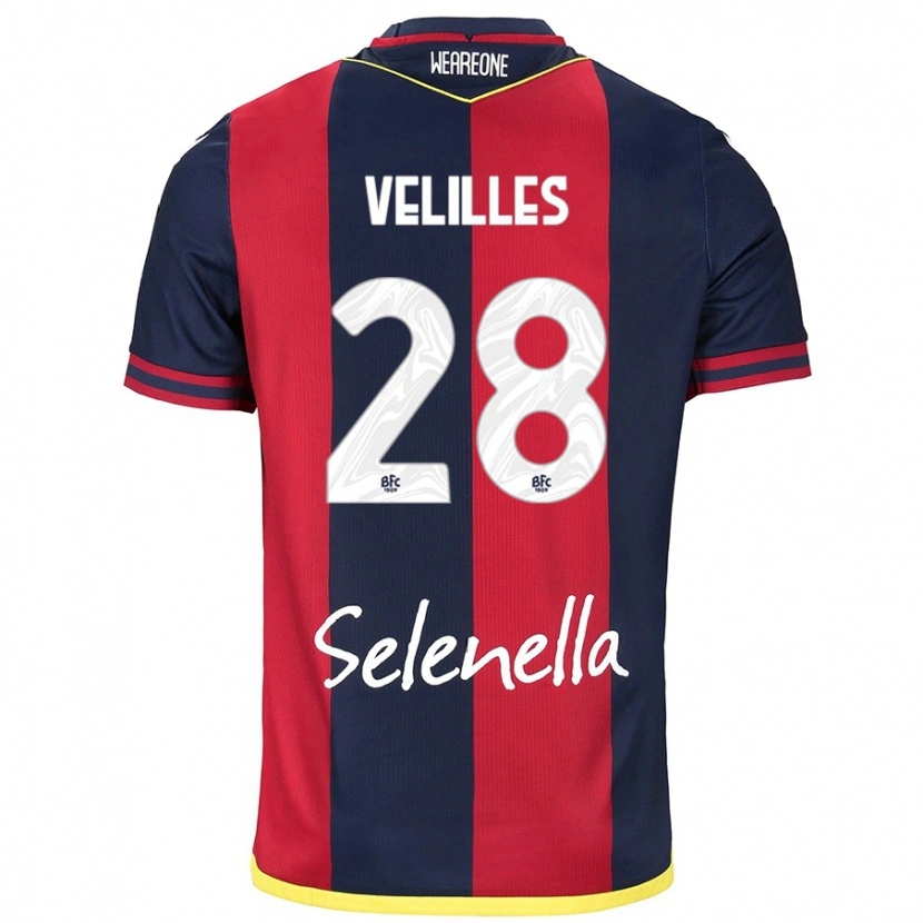 Danxen Bambino Maglia Aarón Velilles #28 Rosso Blu Reale Kit Gara Home 2024/25 Maglietta