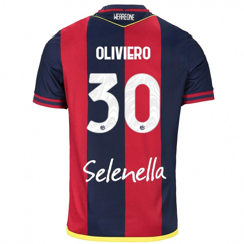 Danxen Bambino Maglia Andrea Oliviero #30 Rosso Blu Reale Kit Gara Home 2024/25 Maglietta