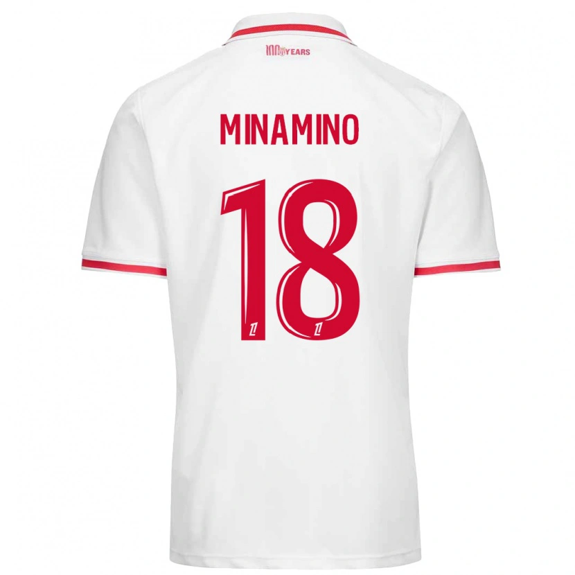 Danxen Bambino Maglia Takumi Minamino #18 Bianco Rosso Kit Gara Home 2024/25 Maglietta