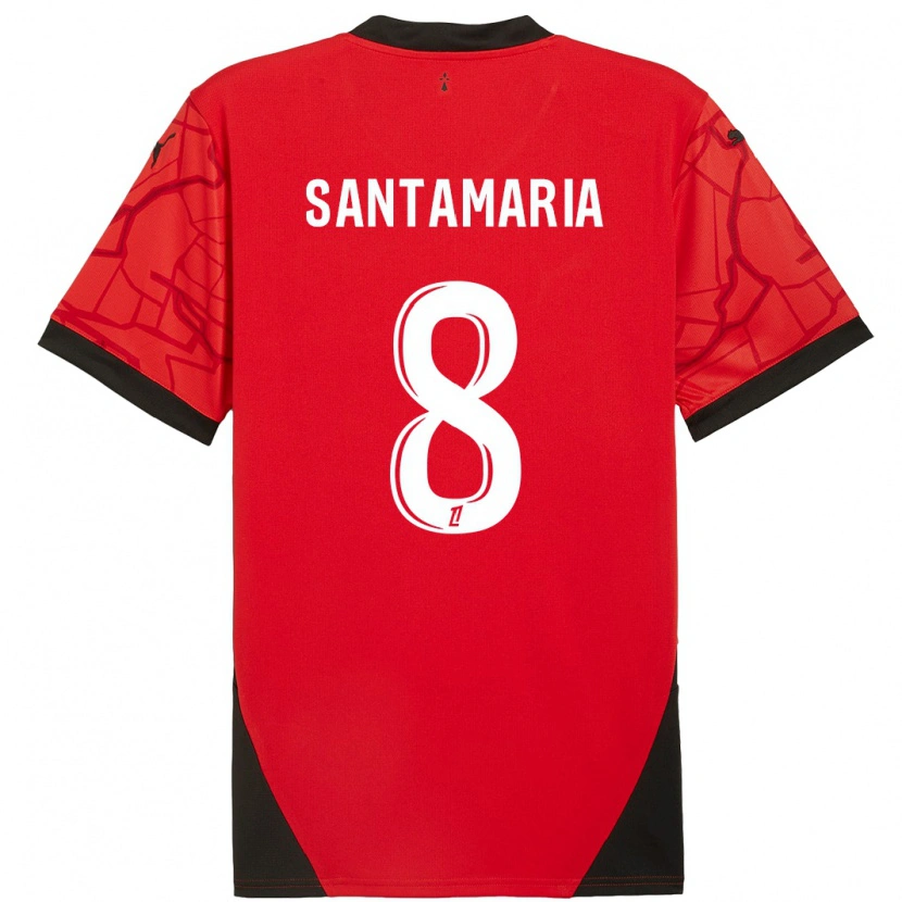Danxen Bambino Maglia Baptiste Santamaria #8 Rosso Nero Kit Gara Home 2024/25 Maglietta