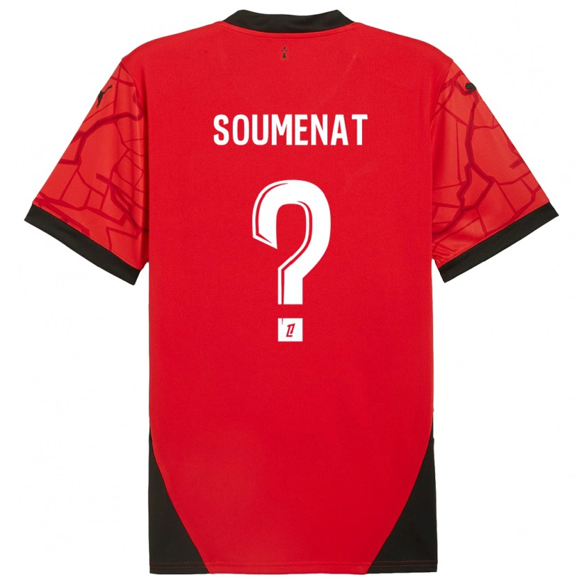 Danxen Bambino Maglia Flavien Soumenat #0 Rosso Nero Kit Gara Home 2024/25 Maglietta