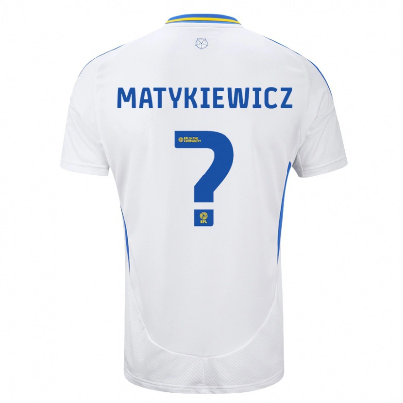 Danxen Bambino Maglia Luke Matykiewicz #0 Bianco Blu Kit Gara Home 2024/25 Maglietta