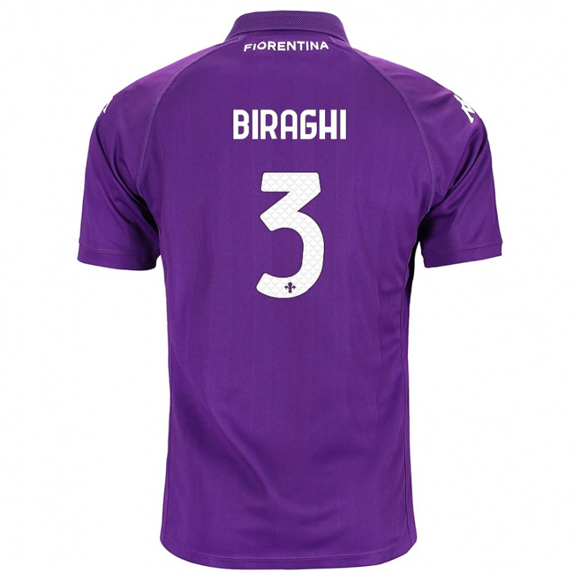 Danxen Bambino Maglia Cristiano Biraghi #3 Viola Kit Gara Home 2024/25 Maglietta