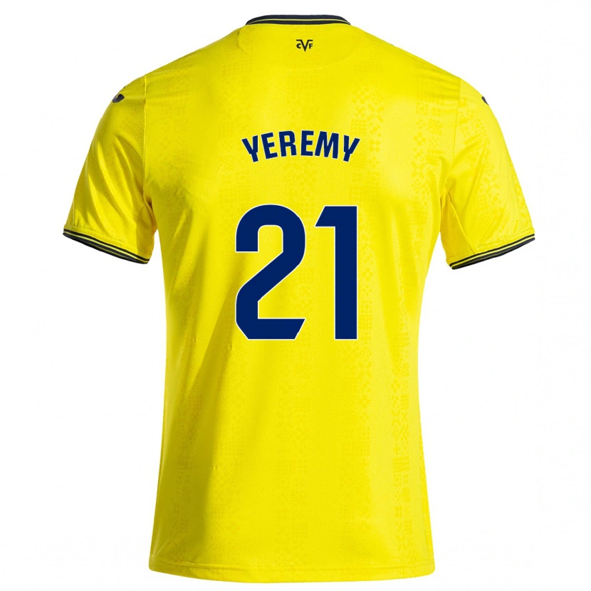 Danxen Bambino Maglia Yéremy Pino #21 Giallo Nero Kit Gara Home 2024/25 Maglietta
