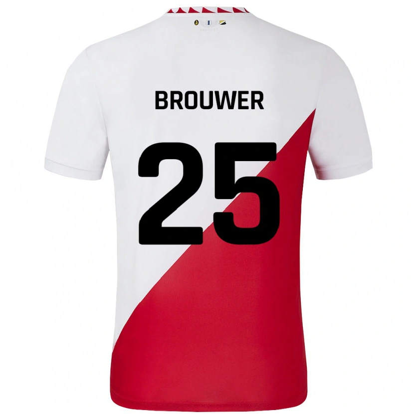 Danxen Bambino Maglia Michael Brouwer #25 Bianco Rosso Kit Gara Home 2024/25 Maglietta