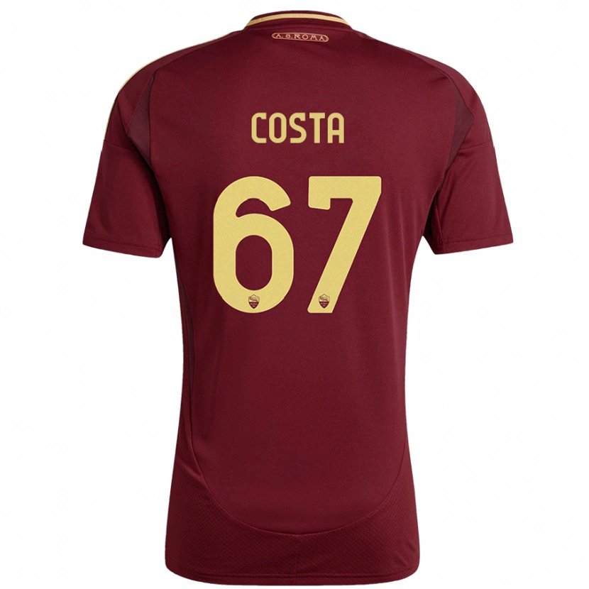 Danxen Bambino Maglia João Costa #67 Rosso Marrone Oro Kit Gara Home 2024/25 Maglietta
