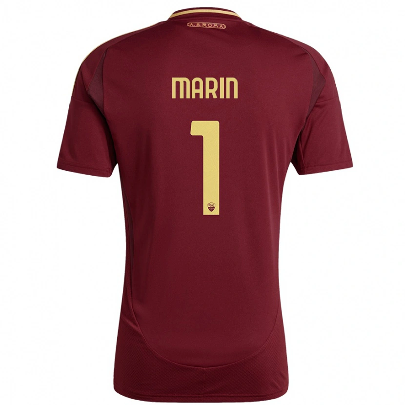 Danxen Bambino Maglia Renato Marin #1 Rosso Marrone Oro Kit Gara Home 2024/25 Maglietta