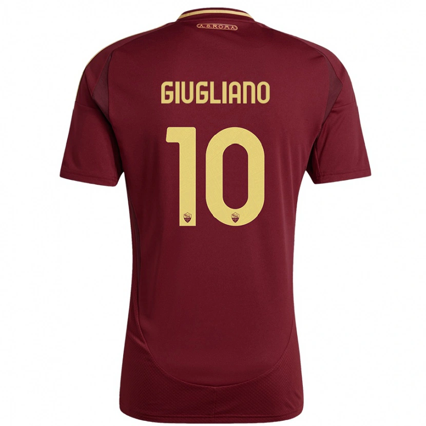 Danxen Bambino Maglia Manuela Giugliano #10 Rosso Marrone Oro Kit Gara Home 2024/25 Maglietta