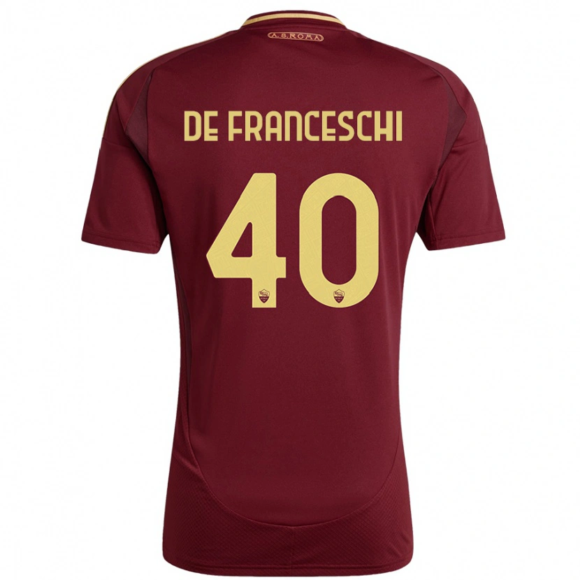 Danxen Bambino Maglia Leonardo De Franceschi #40 Rosso Marrone Oro Kit Gara Home 2024/25 Maglietta