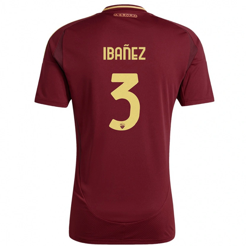 Danxen Bambino Maglia Roger Ibanez #3 Rosso Marrone Oro Kit Gara Home 2024/25 Maglietta