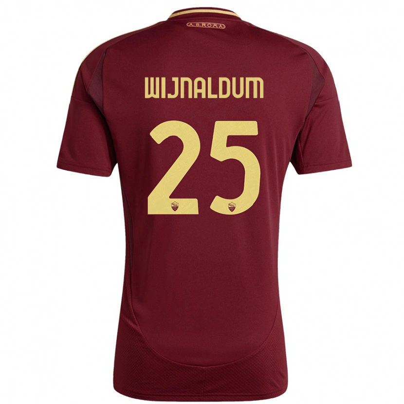 Danxen Bambino Maglia Georginio Wijnaldum #25 Rosso Marrone Oro Kit Gara Home 2024/25 Maglietta