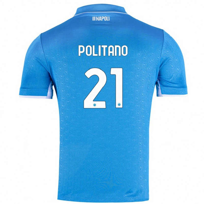 Danxen Bambino Maglia Matteo Politano #21 Azzurro Cielo Kit Gara Home 2024/25 Maglietta