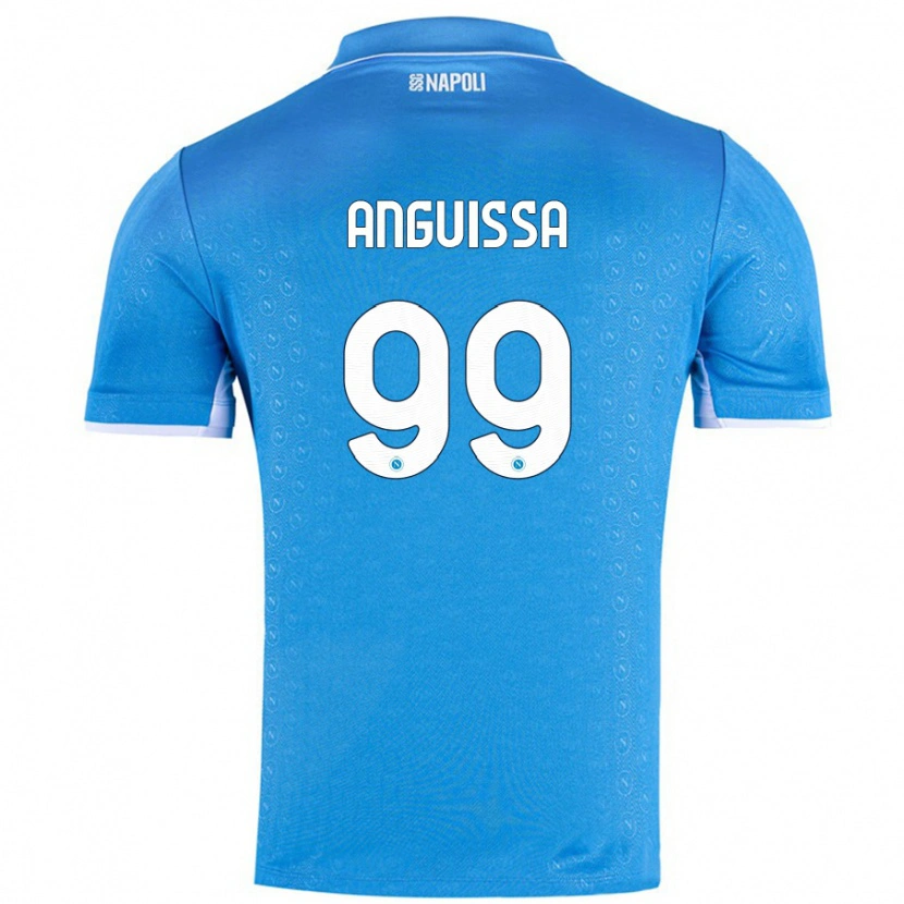 Danxen Bambino Maglia Frank Anguissa #99 Azzurro Cielo Kit Gara Home 2024/25 Maglietta