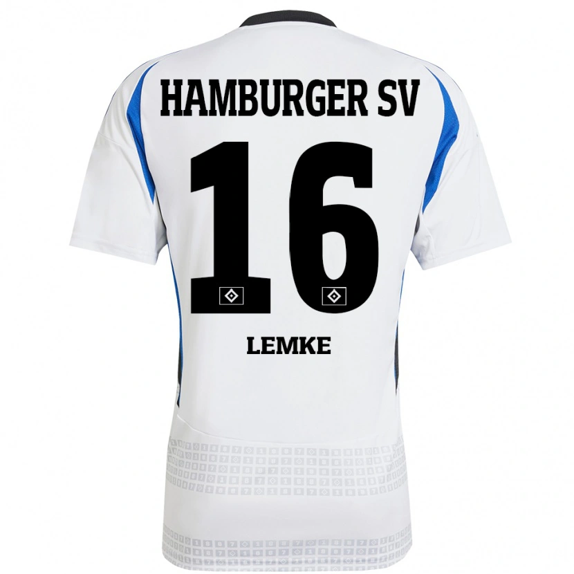 Danxen Bambino Maglia Louis Lemke #16 Bianco Blu Kit Gara Home 2024/25 Maglietta