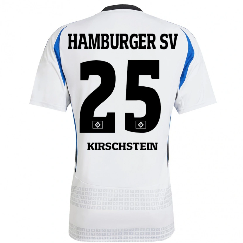 Danxen Bambino Maglia Merle Kirschstein #25 Bianco Blu Kit Gara Home 2024/25 Maglietta