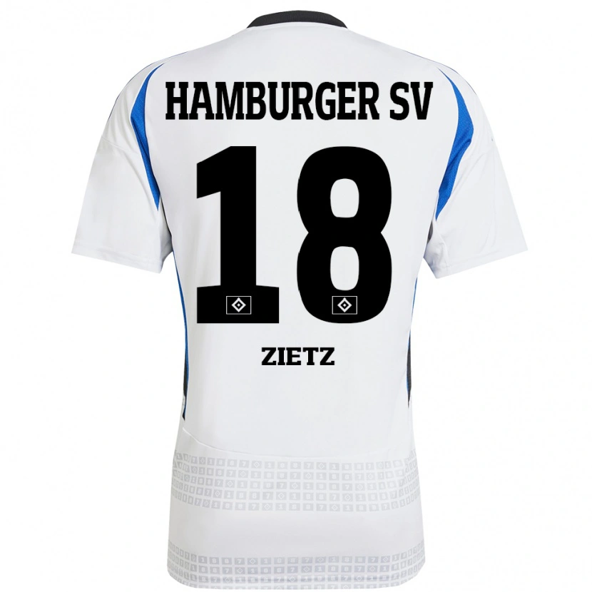 Danxen Bambino Maglia Kimberly Zietz #18 Bianco Blu Kit Gara Home 2024/25 Maglietta