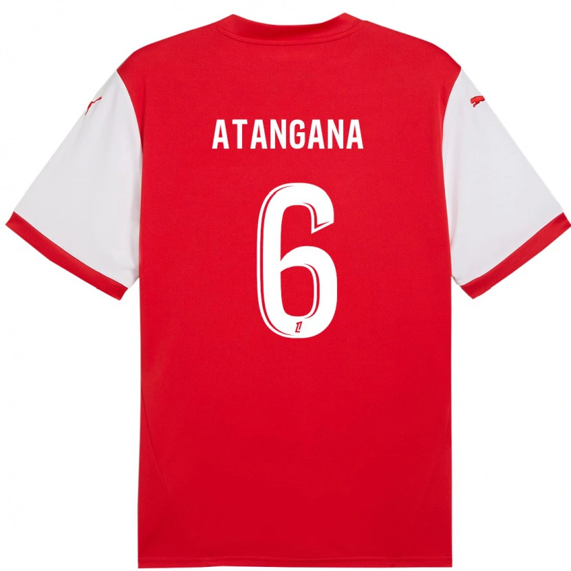 Danxen Bambino Maglia Valentin Atangana #6 Rosso Bianco Kit Gara Home 2024/25 Maglietta