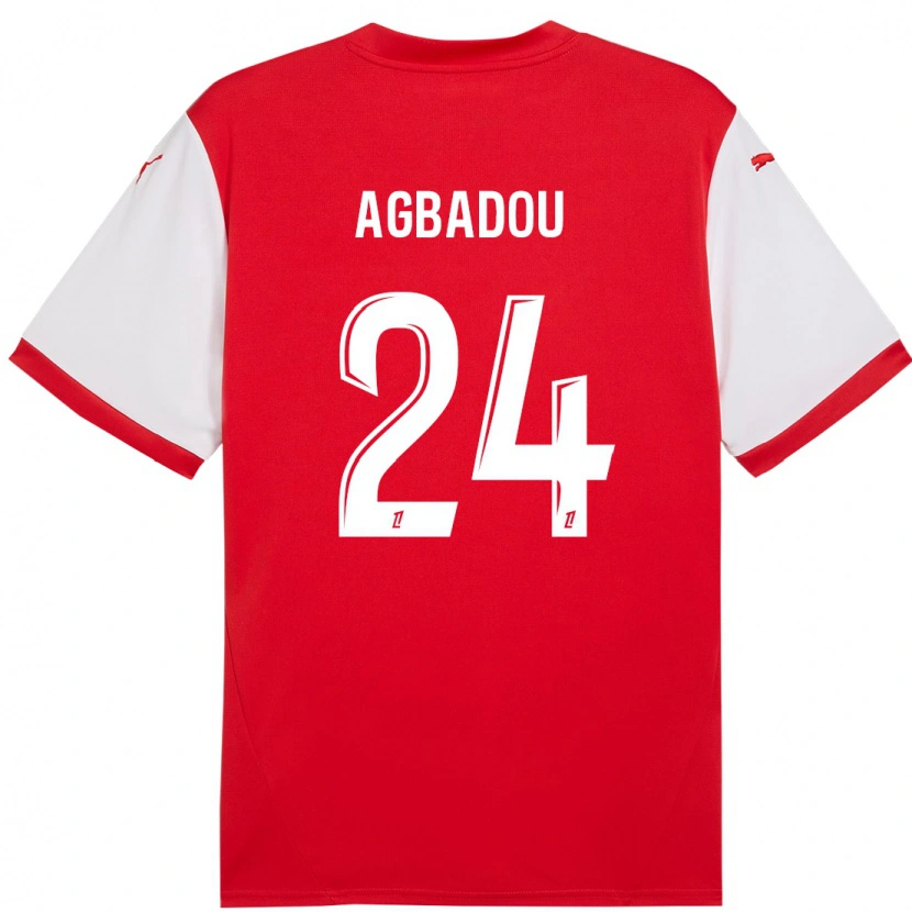 Danxen Bambino Maglia Emmanuel Agbadou #24 Rosso Bianco Kit Gara Home 2024/25 Maglietta