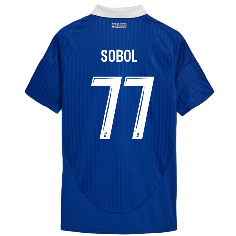 Danxen Bambino Maglia Eduard Sobol #77 Blu Bianco Kit Gara Home 2024/25 Maglietta