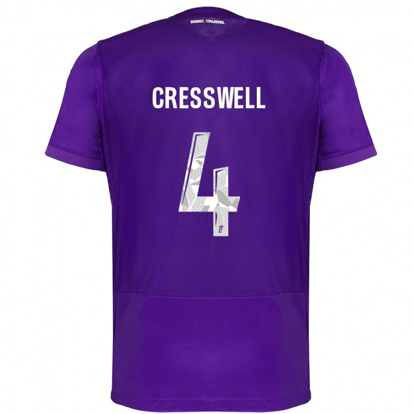 Danxen Bambino Maglia Charlie Cresswell #4 Viola Bianco Kit Gara Home 2024/25 Maglietta