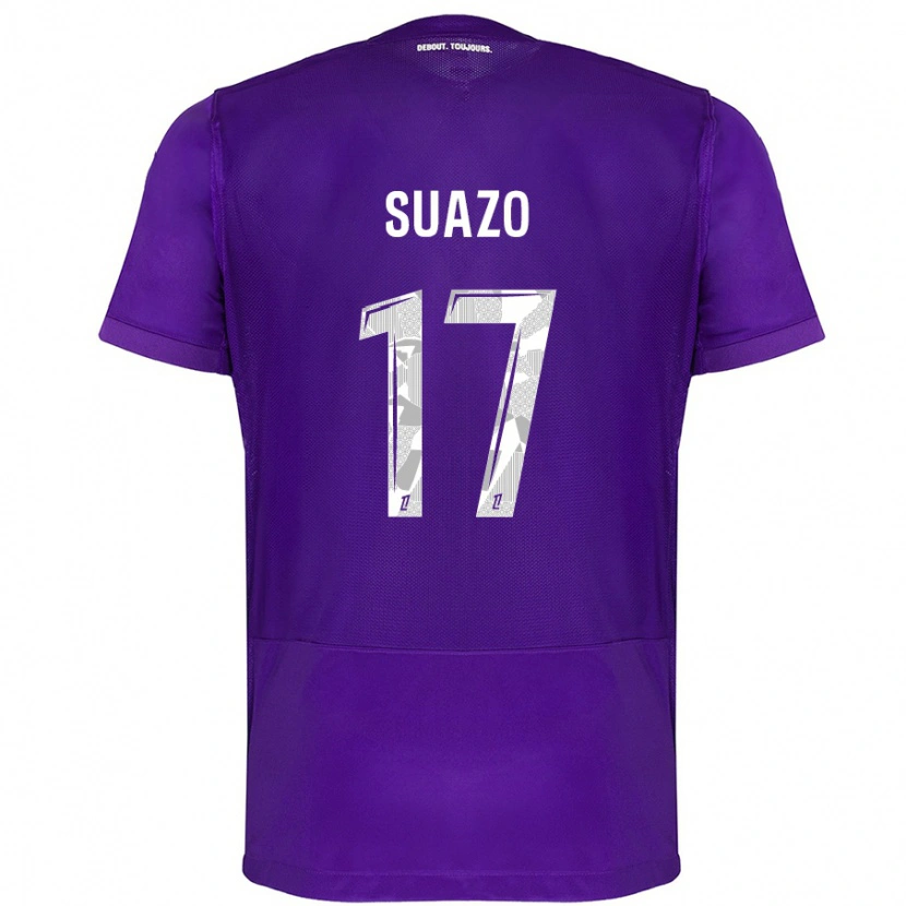 Danxen Bambino Maglia Gabriel Suazo #17 Viola Bianco Kit Gara Home 2024/25 Maglietta