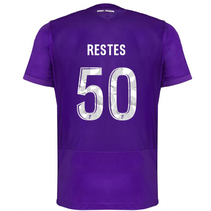 Danxen Bambino Maglia Guillaume Restes #50 Viola Bianco Kit Gara Home 2024/25 Maglietta