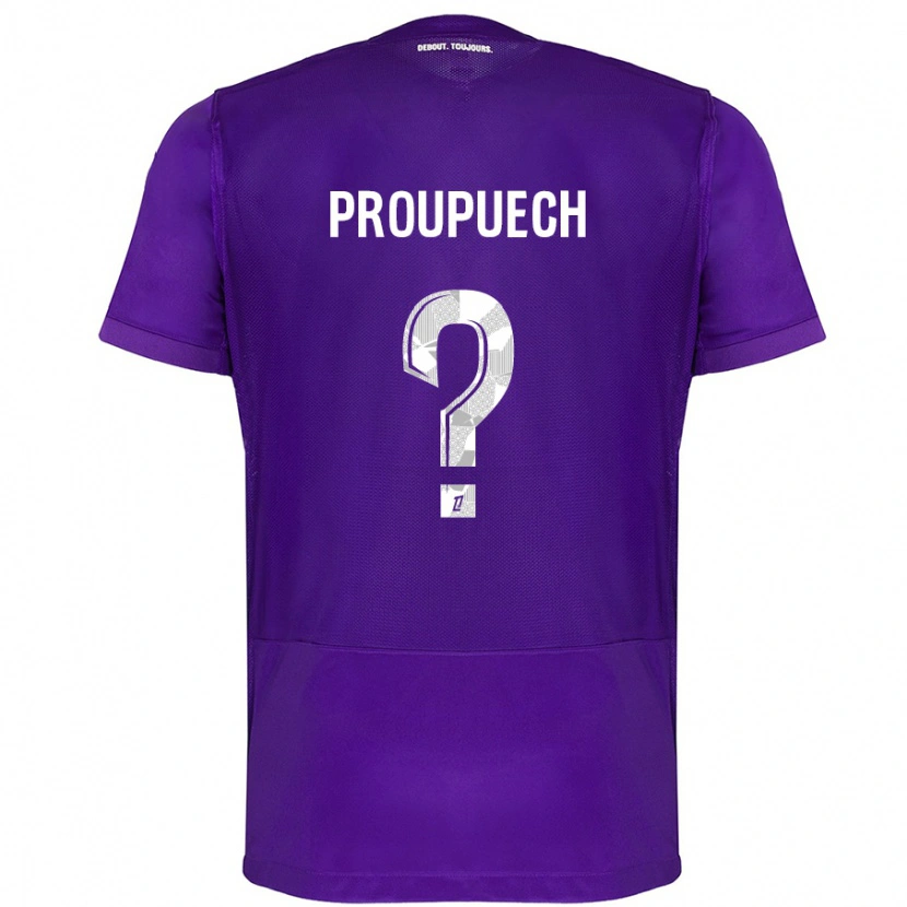 Danxen Bambino Maglia Lucas Proupuech #0 Viola Bianco Kit Gara Home 2024/25 Maglietta