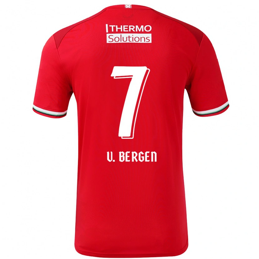 Danxen Bambino Maglia Mitchell Van Bergen #7 Rosso Bianco Kit Gara Home 2024/25 Maglietta