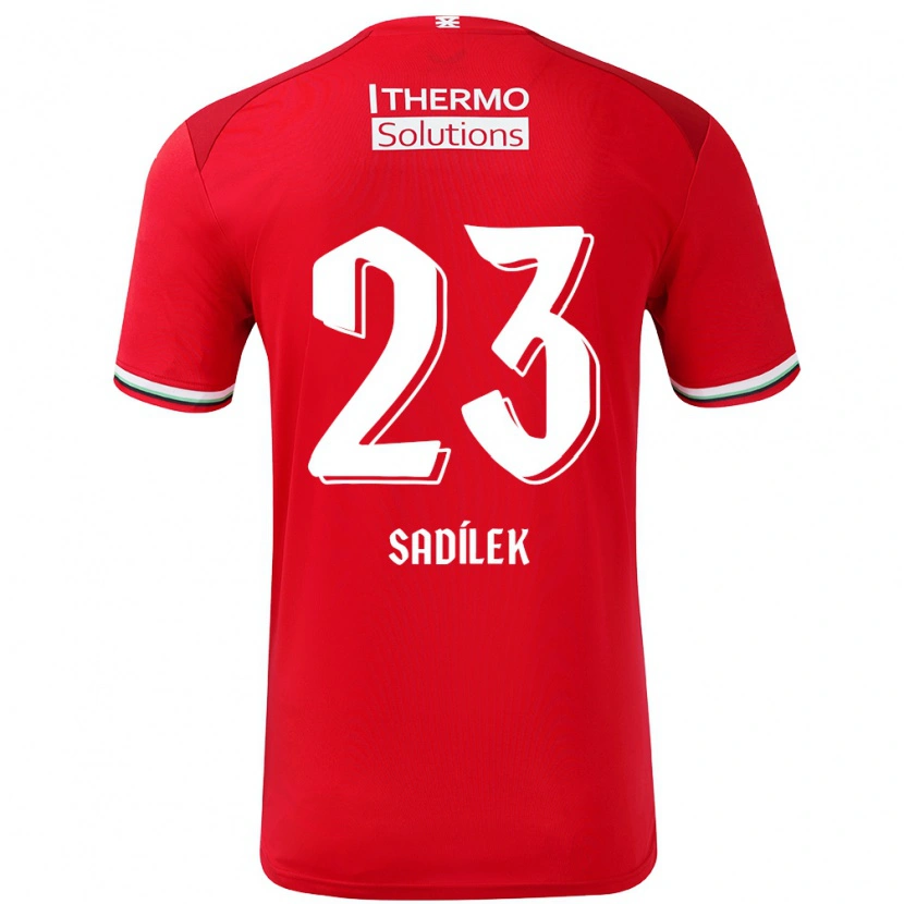 Danxen Bambino Maglia Michal Sadílek #23 Rosso Bianco Kit Gara Home 2024/25 Maglietta