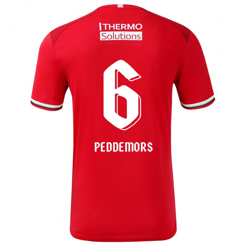 Danxen Bambino Maglia Ella Peddemors #6 Rosso Bianco Kit Gara Home 2024/25 Maglietta