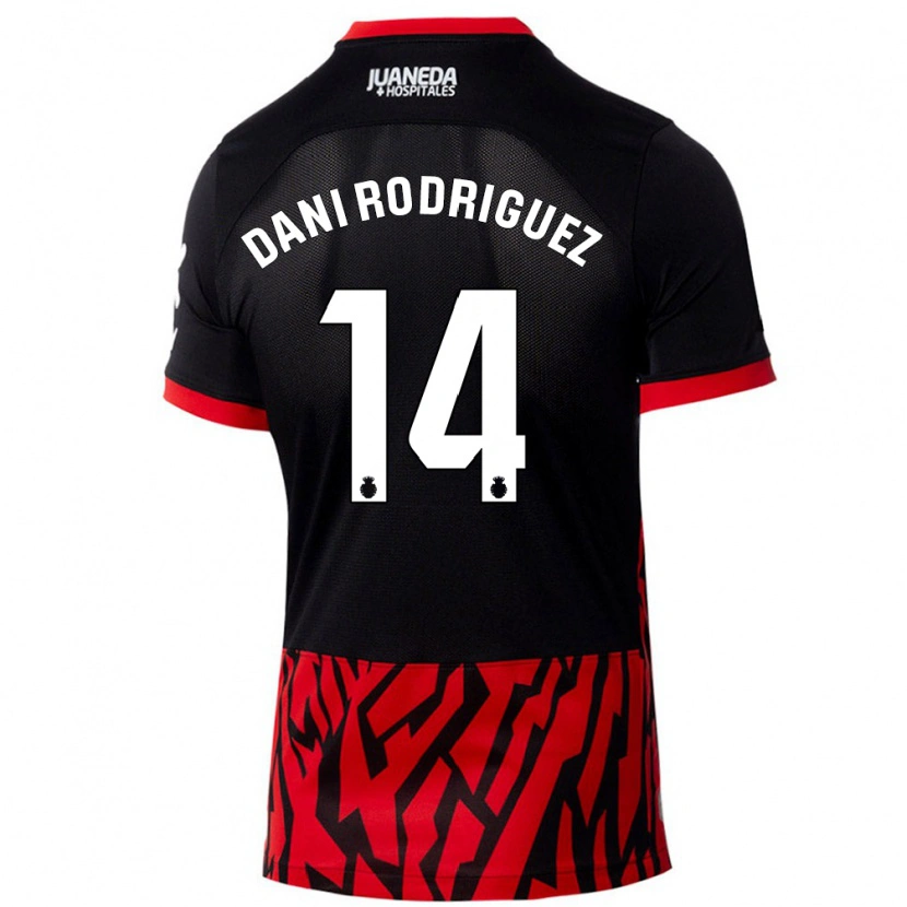 Danxen Bambino Maglia Dani Rodríguez #14 Nero Rosso Kit Gara Home 2024/25 Maglietta