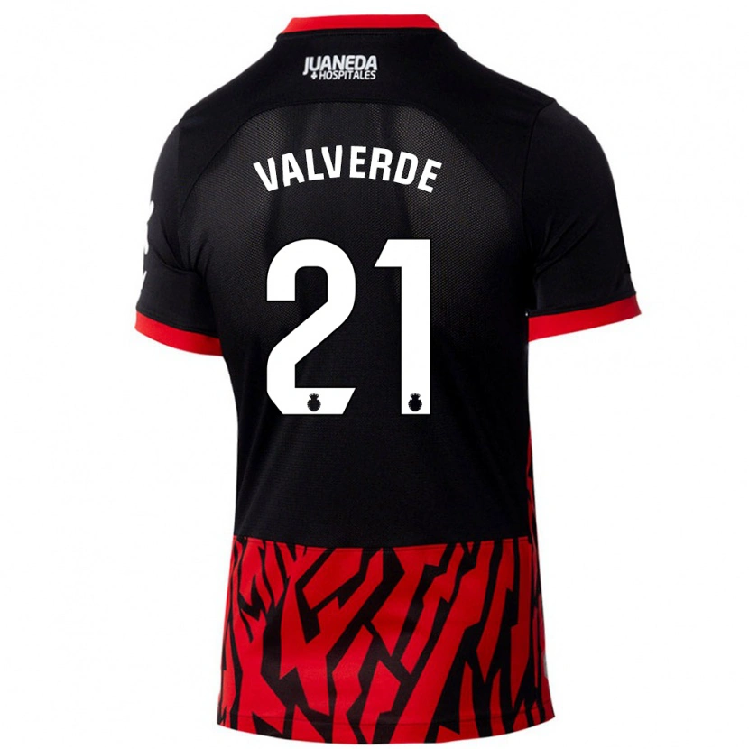 Danxen Bambino Maglia David Valverde #21 Nero Rosso Kit Gara Home 2024/25 Maglietta