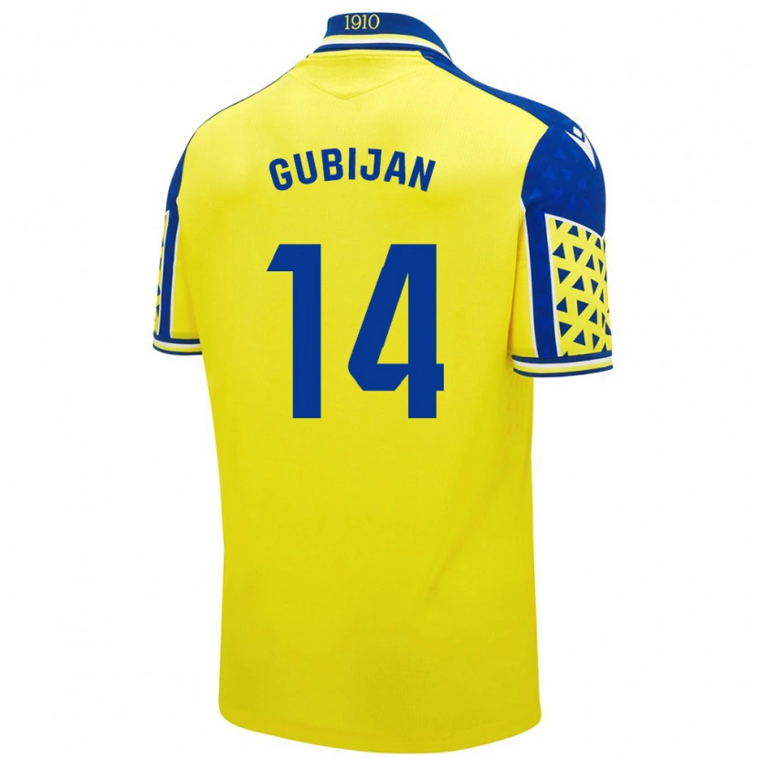 Danxen Bambino Maglia Lovro Gubijan #14 Giallo Blu Kit Gara Home 2024/25 Maglietta