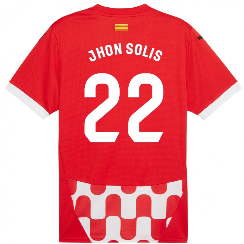 Danxen Bambino Maglia Jhon Solís #22 Rosso Bianco Kit Gara Home 2024/25 Maglietta