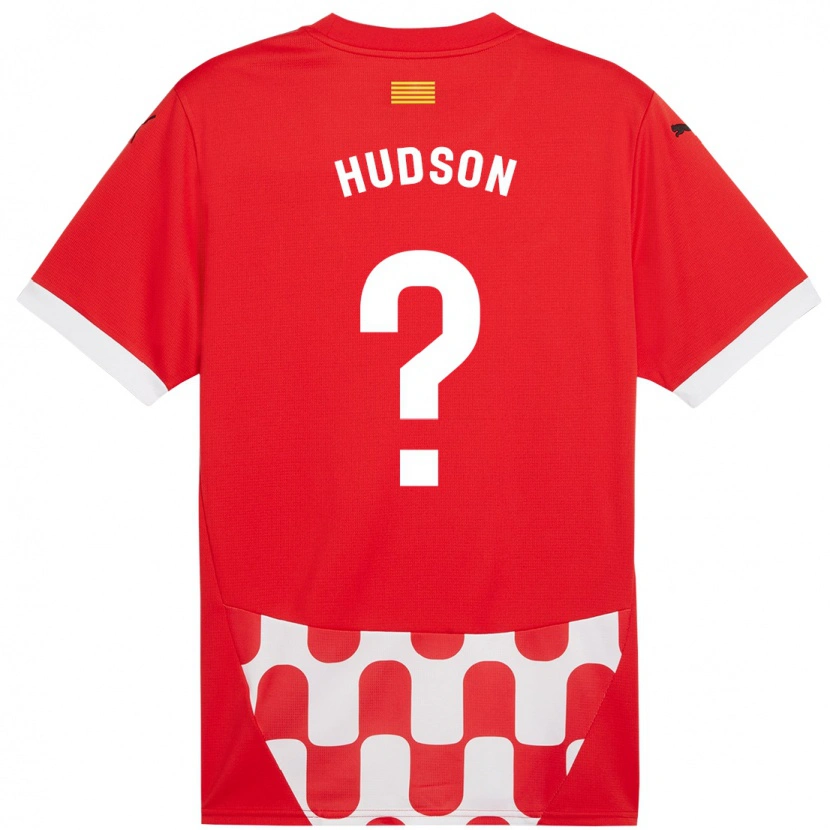 Danxen Bambino Maglia Hudson Davis #0 Rosso Bianco Kit Gara Home 2024/25 Maglietta