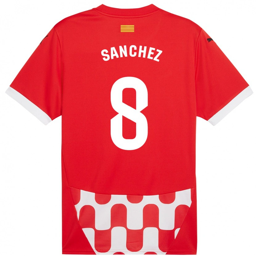Danxen Bambino Maglia Miguel Ángel Sánchez #8 Rosso Bianco Kit Gara Home 2024/25 Maglietta