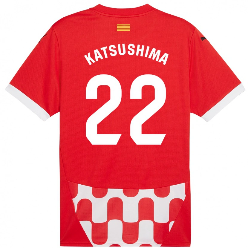 Danxen Bambino Maglia Shinnosuke Katsushima #22 Rosso Bianco Kit Gara Home 2024/25 Maglietta