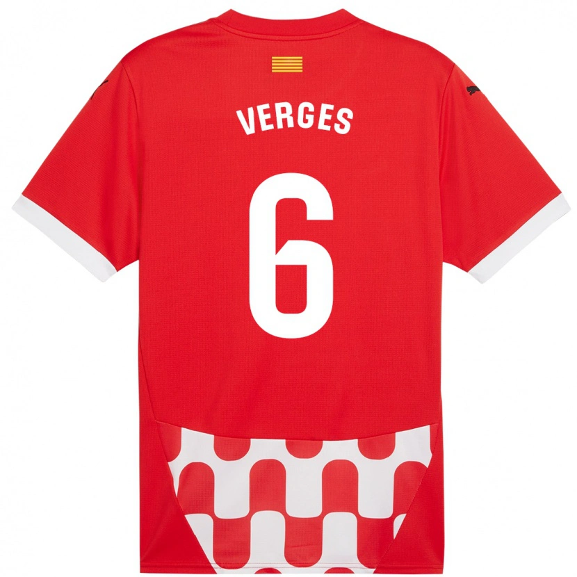 Danxen Bambino Maglia Mar Vergés #6 Rosso Bianco Kit Gara Home 2024/25 Maglietta